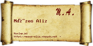 Mézes Aliz névjegykártya